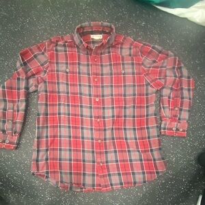 Duluth Trading Co Red and Gray Plaid Casual Shirt